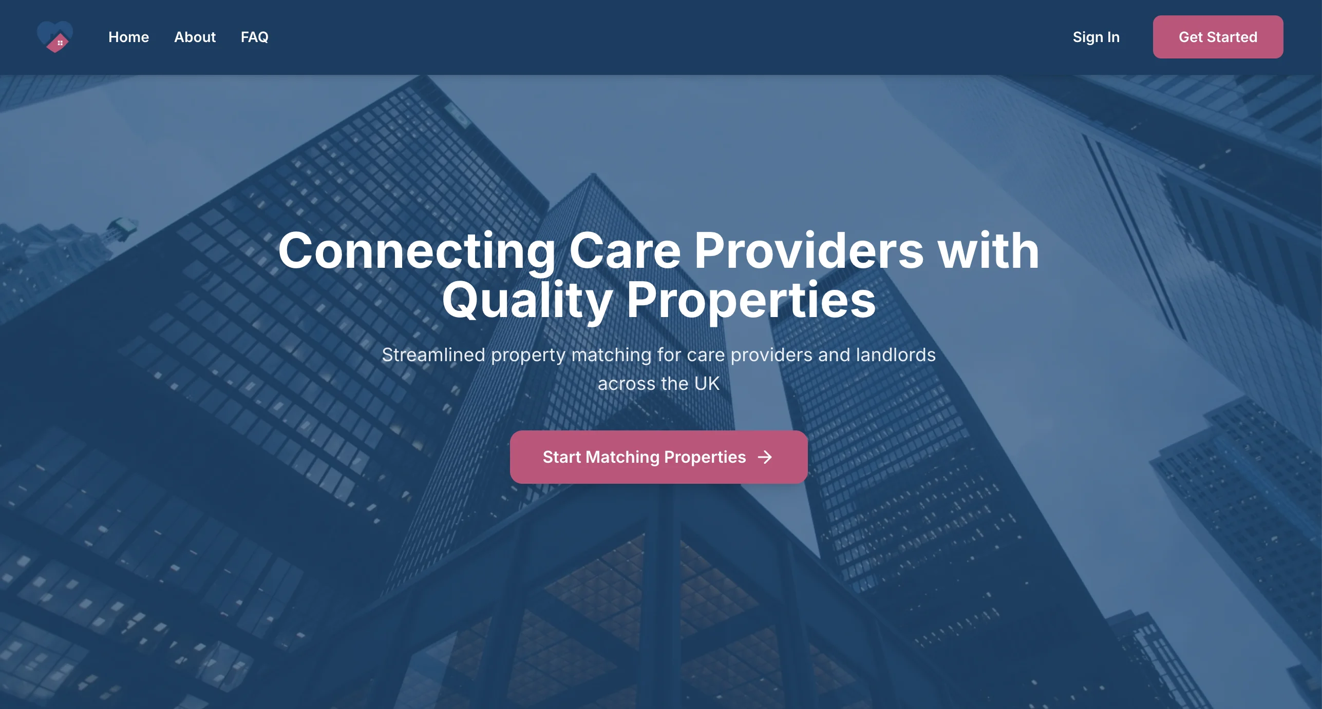 Care Property Hub,  landing page